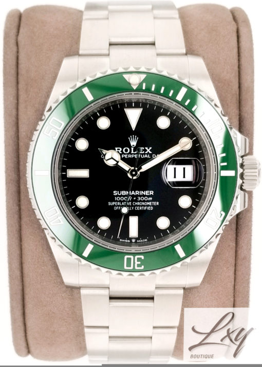 Rolex Submariner 41mm Watch, Oystersteel, Green Bezel Black Dial